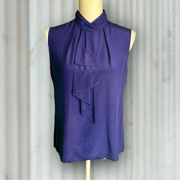 Ted Baker London ‘Syna’ Scarf Neck 100% Silk Sleeveless Top US Size 6 in Indigo - Picture 6 of 14